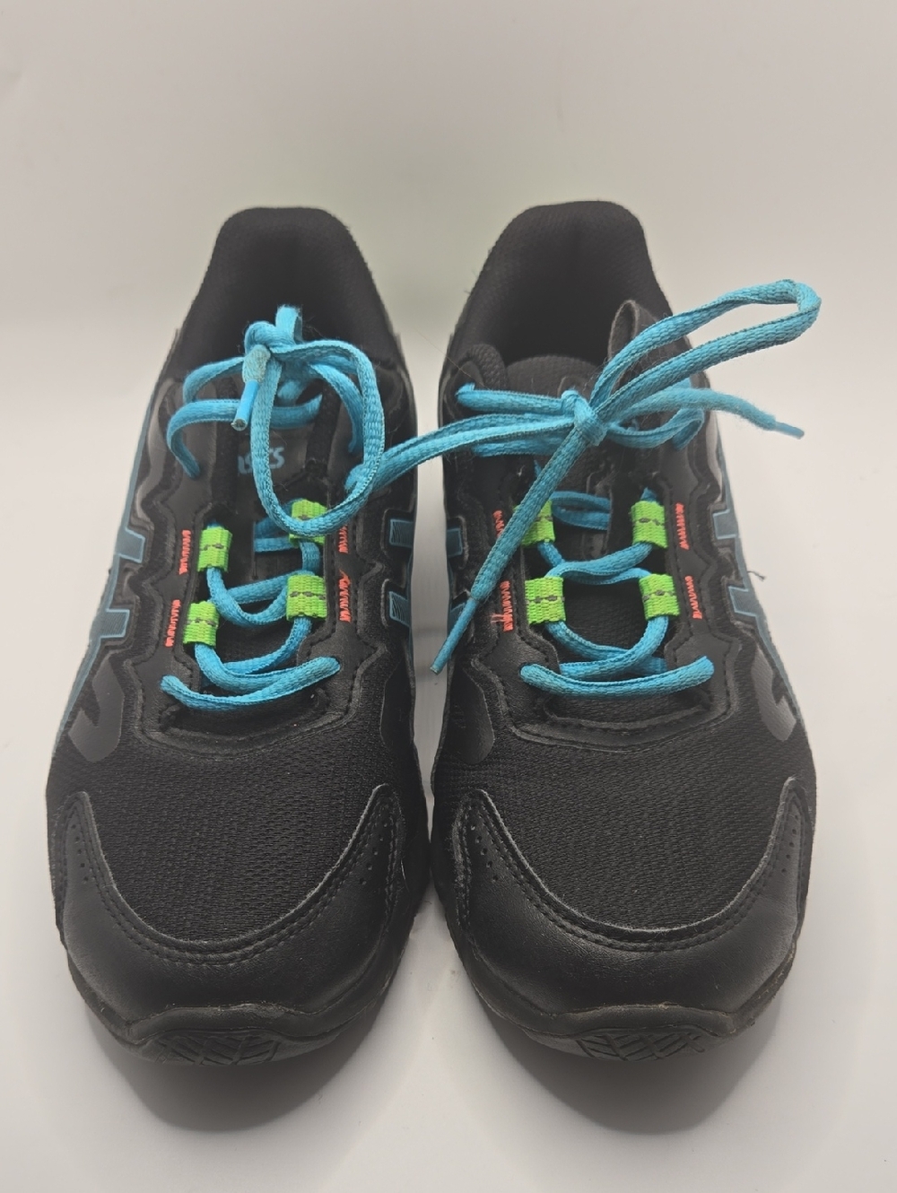 Asics Gel-Quantum 90 Running Shoes Black Blue Green 1021A123 Youth 5.5 Low Top